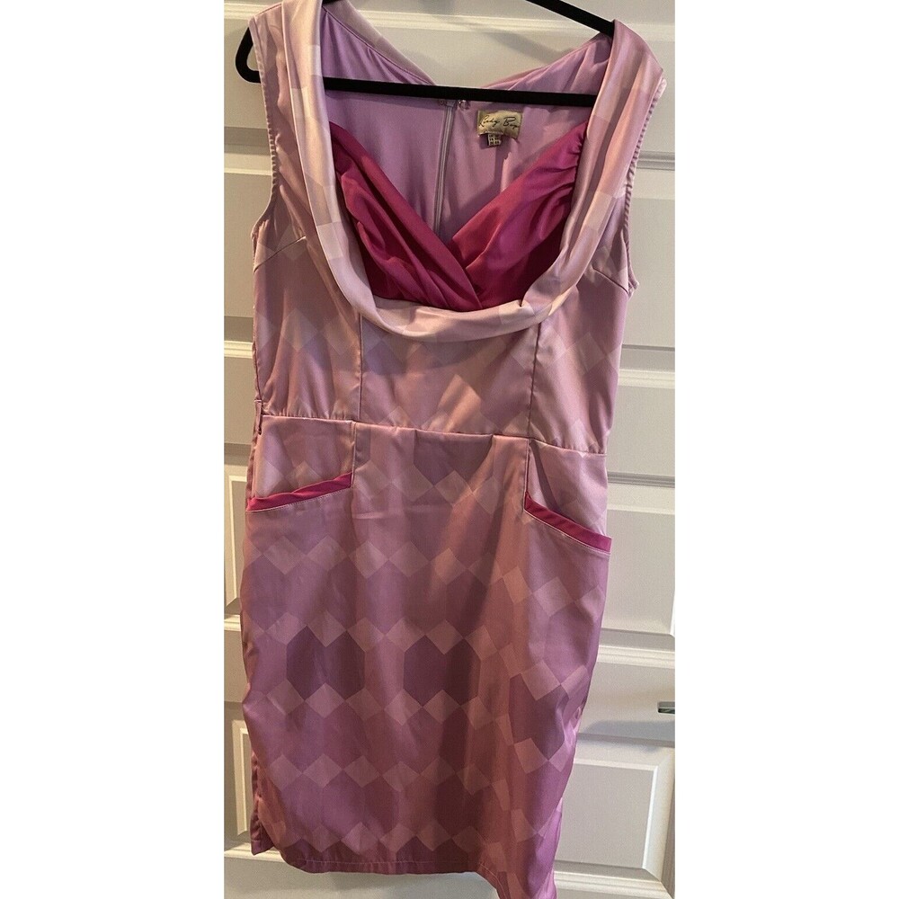 Lindy Bop Dress Womens 14 Purple Fitted Classic Retro 40s 50s‎ Diamond Dapper